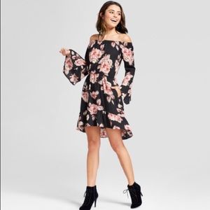 Black Floral dress with bell sleeves